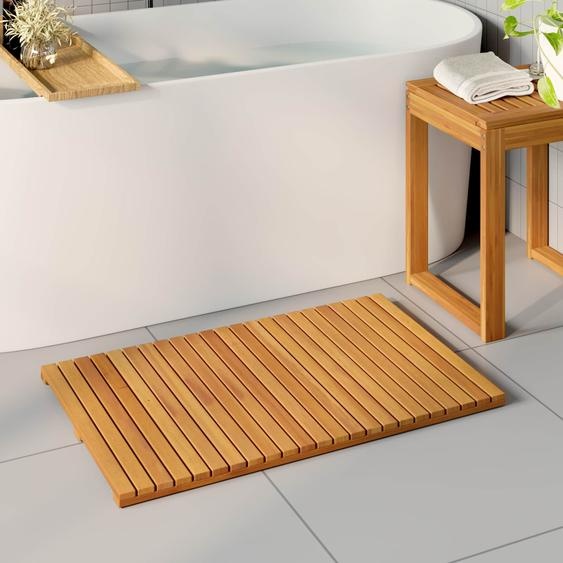 Tapis de bain Uni Marron 80 x 50 cm bois