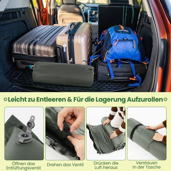 Tapis de camping autogonflant Tapis de couchage extérieur confortable 186 x 130 x 4 cm Vert