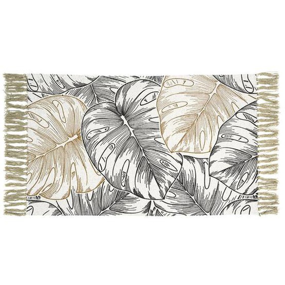 Tapis de chambre 50x80 cm JUNGLE motif feuillage gris