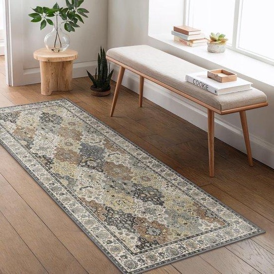 Tapis de couloir antidérapant lavable, 60 x 180 cm, au design vintage épuré, aux couleurs inaltérables, pour les escaliers, les entrées et les zones très fréquentées