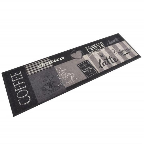 Tapis de cuisine lavable impression café noir 45x150 cm velours