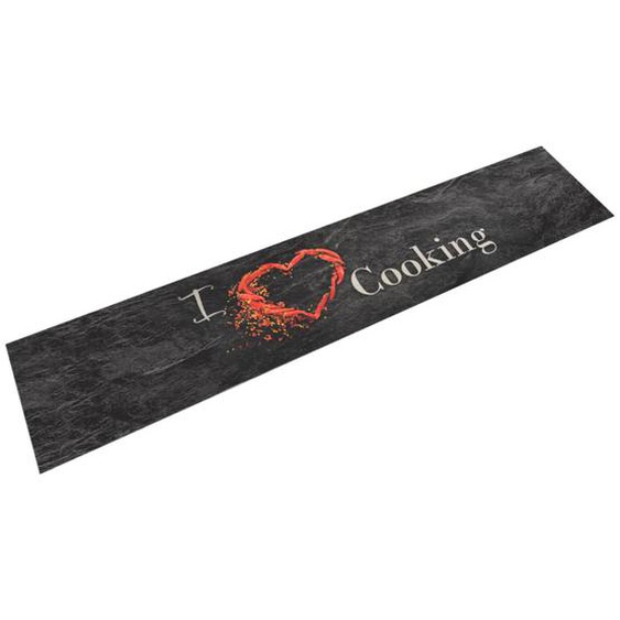 Tapis de cuisine lavable impression cuisine noir 60x300 cm