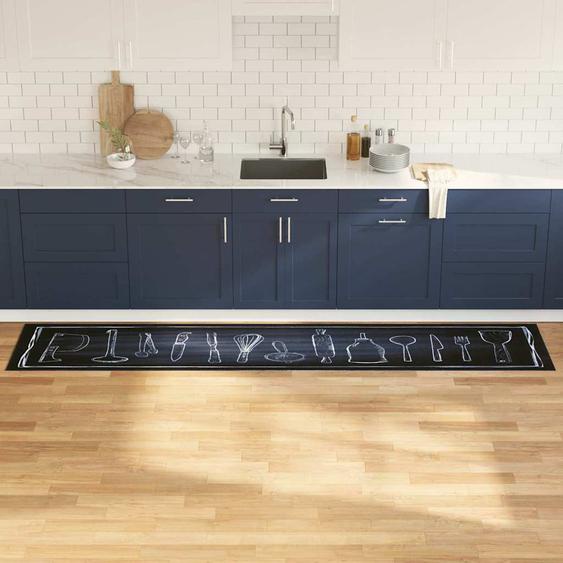 Tapis de Cuisine Noir 300 x 60 cm Velours