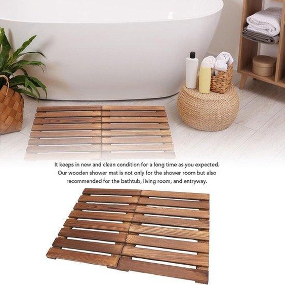 Tapis de douche en bois, 59 x 412 cm, polyvalent, pour lintérieur et lextérieur, sauna
