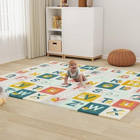 Tapis de jeu bébé,Tapis dÉveil Enfant Pliable Double Face,Motifs dAnimaux et dAlphabets,Tapis Antidérapant Non Toxique - 200x180x1cm