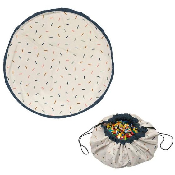 Tapis De Jeu & Sac À Jouets-confetti Couleur Naturelle & Bleu