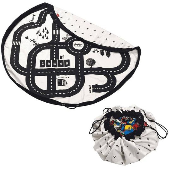 Tapis De Jeu & Sac À Jouets - Roadmap/ Thunderbolt Couleur Naturelle & Noir