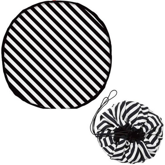 Tapis De Jeu & Sac À Jouets-stripes Black Natural & Black