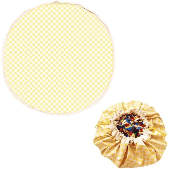 Tapis De Jeu & Sac À Jouets-vichy Yellow Jaune Et Naturel