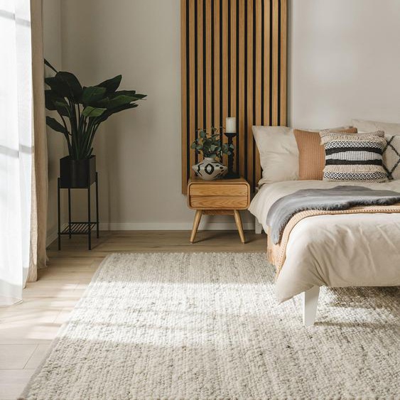 Tapis de laine Finn Ivoire/Gris 140x200 cm - Tapis nature