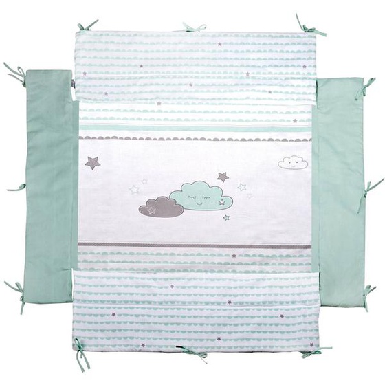 Tapis De Parc Universel Avec Bords - Motifs Hibou Adam & Eule Vert Menthe / Nuages