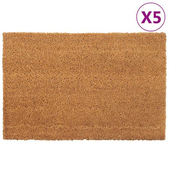 Tapis de porte 5 pcs naturel 40x60 cm fibre de coco touffeté