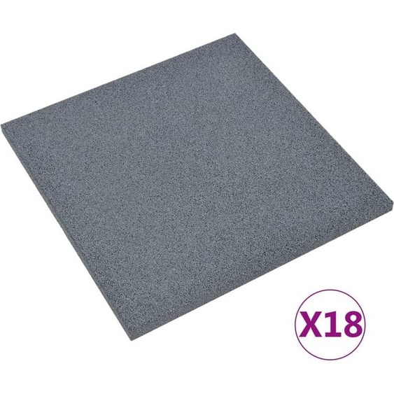 Tapis de protection contre les chutes 18 pcs. Caoutchouc 50x50x3 cm Gris