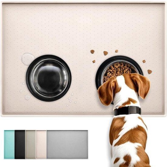 Tapis de protection en silicone antidérapant Ibenzoa®, pliable, avec un bord surélevé de 0,6 cm – 100% étanche, avec des picots antidérapants, dimensions 48 x 30 cm, pour chiens et chats