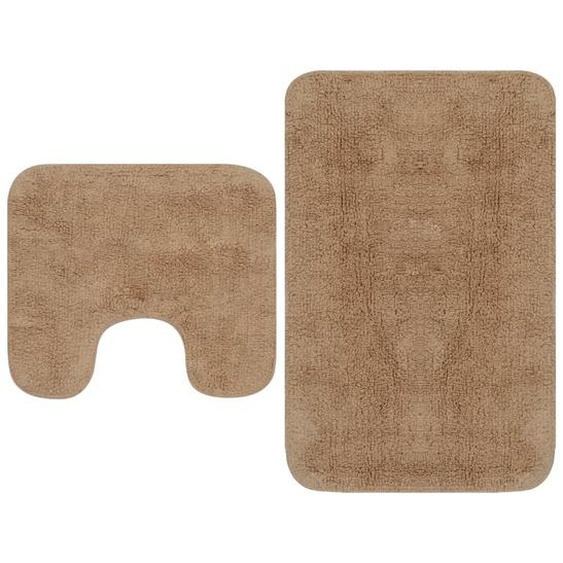 Tapis de salle de bain 2 pcs Tissu Beige