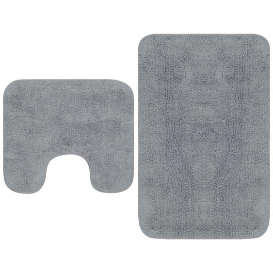 Tapis de salle de bain 2 pcs Tissu Gris