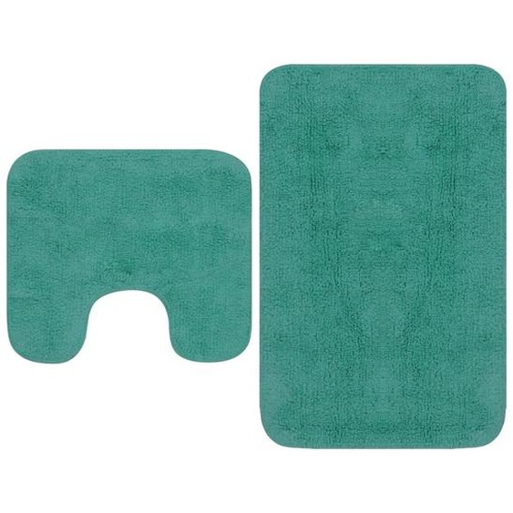 Tapis de salle de bain 2 pcs Tissu Turquoise