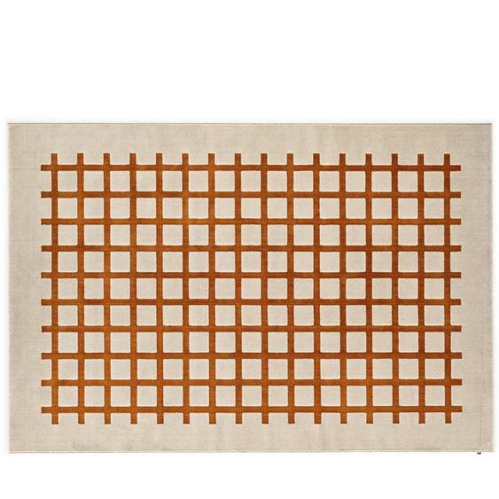 Tapis de sol rectangulaire 300 x 200 cm CEK fibre synthétique fond beige motif safran