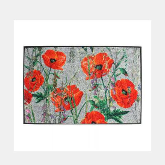 Tapis decor caoutchouc & nylon Coquelicots rouge