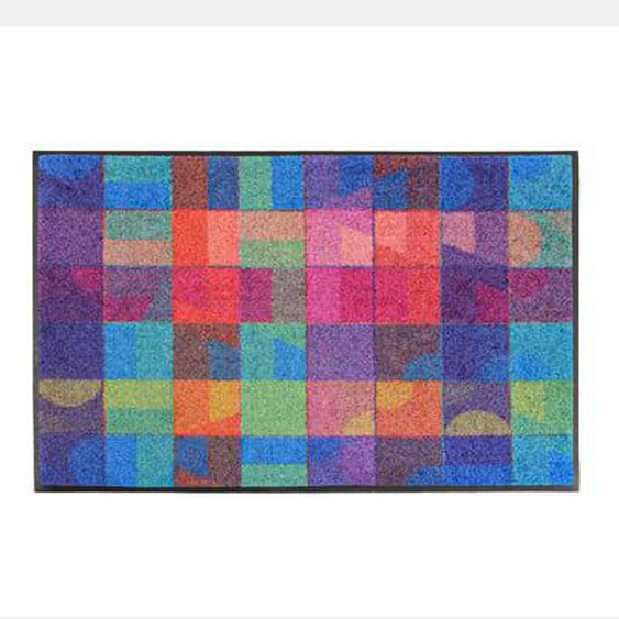 Tapis decor caoutchouc & nylon Geo blue