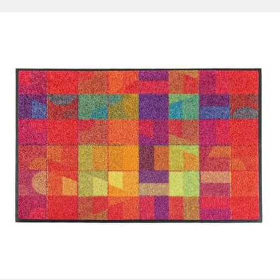 Tapis decor caoutchouc & nylon Geo pink