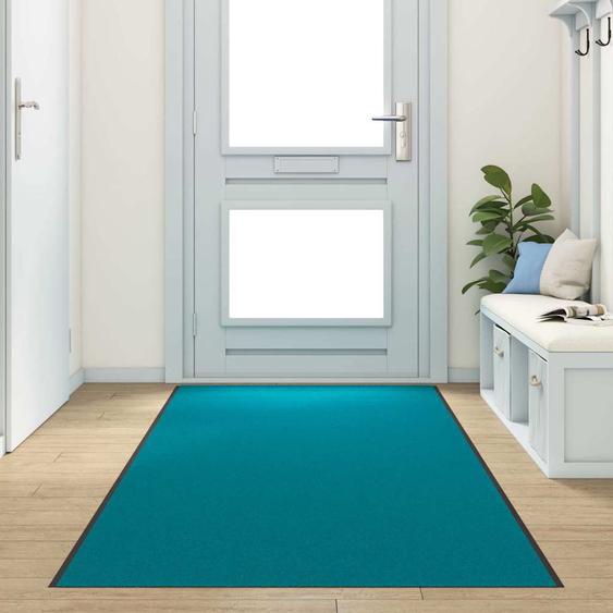 Tapis dentrée Autre Cyan et Noir 120 x 350 cm Polyamide et PVC