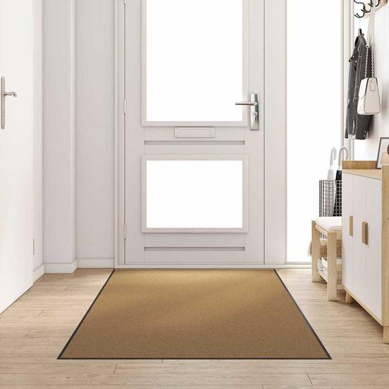 Tapis dentrée Crème et noir 120 x 300 cm Polyamide et PVC