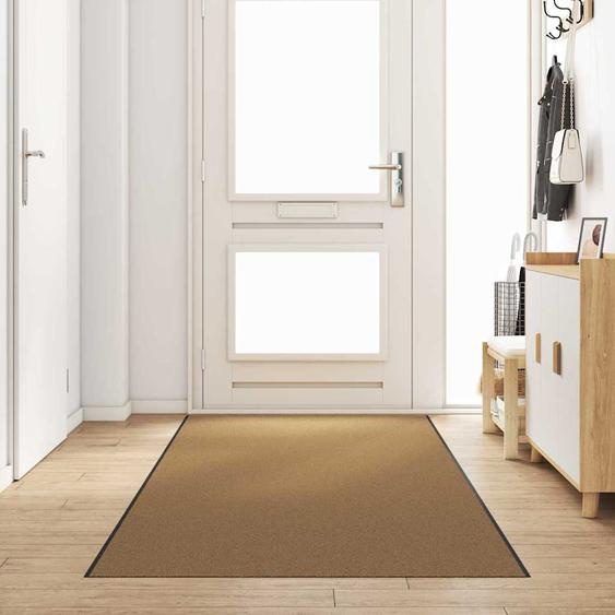 Tapis dentrée Crème et noir 120 x 350 cm Polyamide et PVC