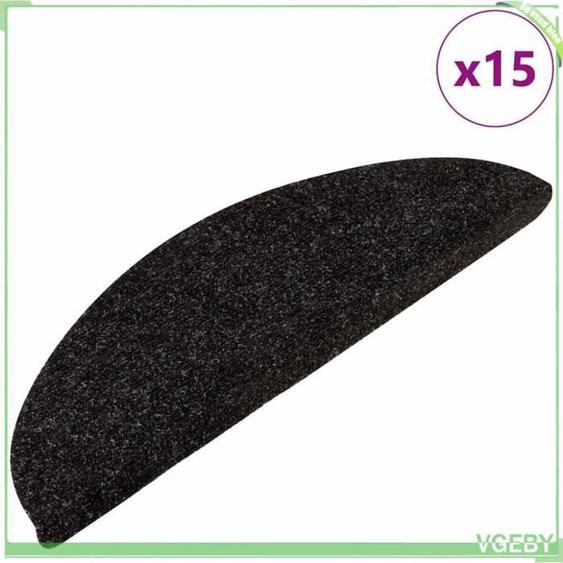 Tapis descalier - VGEBY - Anthracite - 15 pcs - 56x17x3 cm - Insonorisant et antidérapant