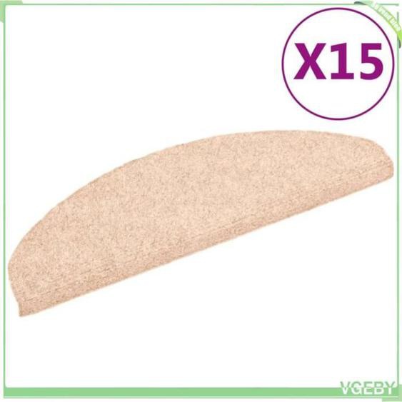 Tapis descalier - VGEBY - Crème - 15 pcs - Antidérapant - Insonorisant - Lavable