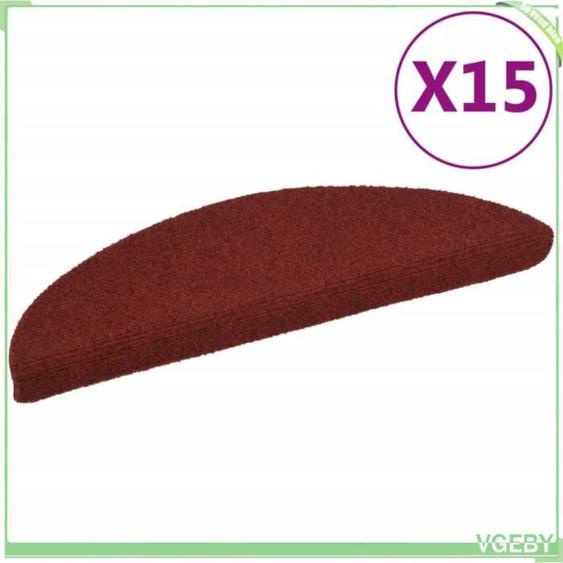 Tapis descalier - VGEBY - Rouge - 15 pcs - Tissu aiguilleté - Antidérapant