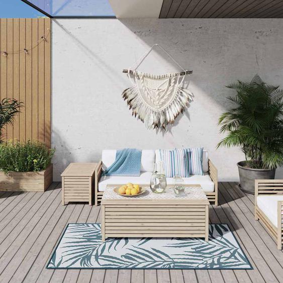 Tapis dextérieur aqua et blanc 80x150 cm design réversible