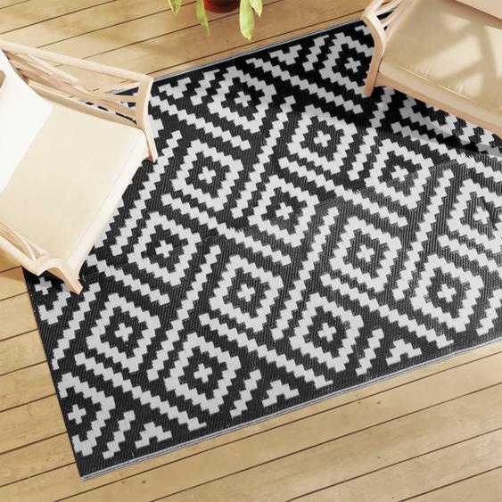 Tapis dextérieur ARAKIL blanc et noir 140 x 200 cm PP