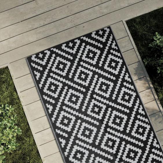 Tapis dextérieur ARAKIL blanc et noir 80 x 250 cm PP
