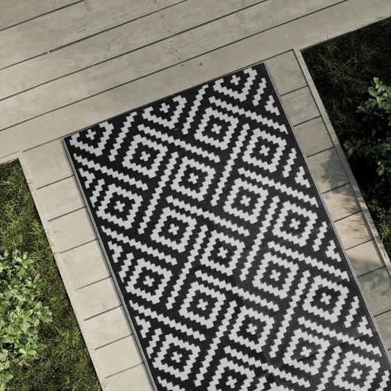 Tapis dextérieur ARAKIL Blanc et noir 80x150 cm PP