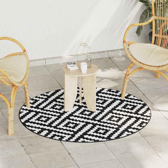Tapis dextérieur ARAKIL blanc et noir Ø120 cm PP