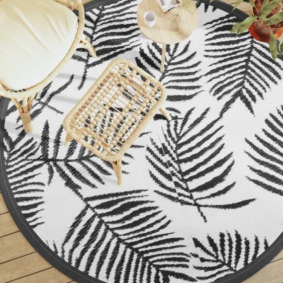 Tapis dextérieur ARAKIL blanc et noir Ø200 cm PP