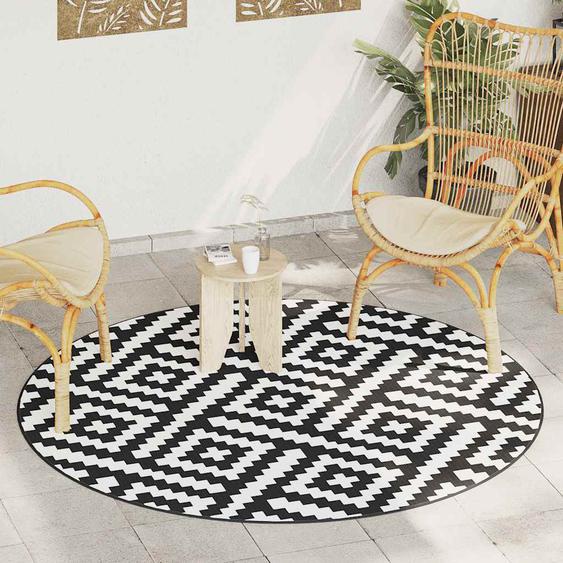 Tapis dextérieur ARAKIL blanc et noir Ø200 cm PP