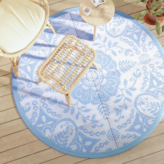 Tapis dextérieur ARAKIL bleu azuré Ø160 cm PP