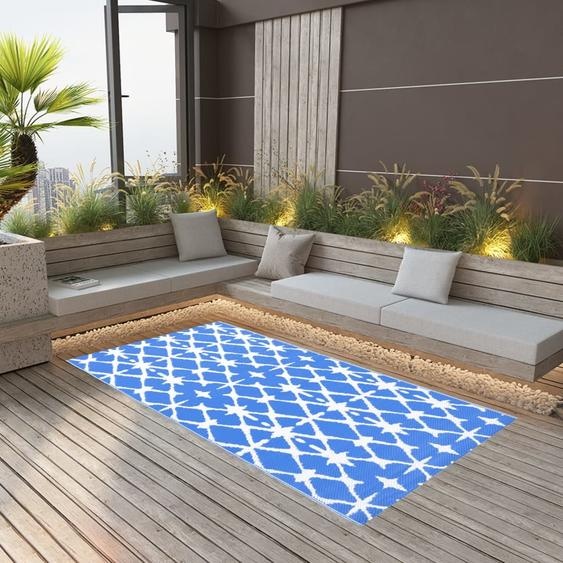 Tapis dextérieur ARAKIL bleu et blanc 80x150 cm PP
