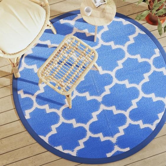 Tapis dextérieur ARAKIL bleu Ø160 cm PP