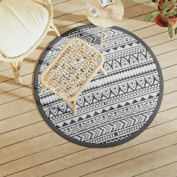 Tapis dextérieur ARAKIL noir Ø120 cm PP