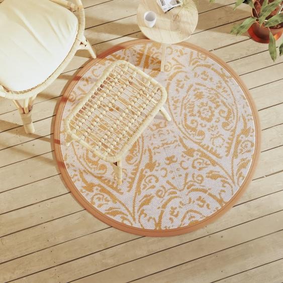 Tapis dextérieur ARAKIL orange et blanc Ø120 cm PP