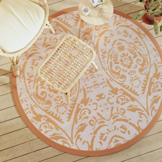 Tapis dextérieur ARAKIL orange et blanc Ø160 cm PP