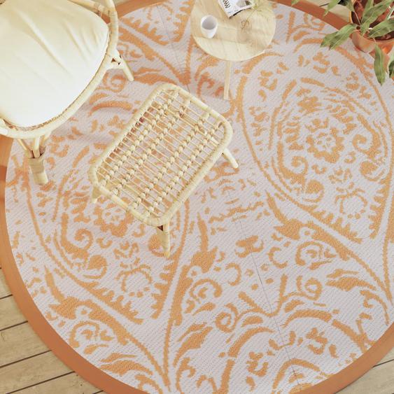 Tapis dextérieur ARAKIL orange et blanc Ø200 cm PP