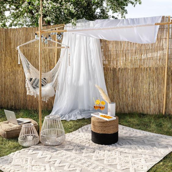 Tapis dextérieur Carlo Crème 120x170 cm - Tapis outdoor pour balcon, terrasse et jardin