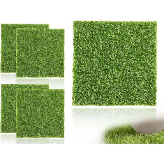 Tapis dherbe artificielle - Décoration miniature - 4 pièces - 15 x 15 cm