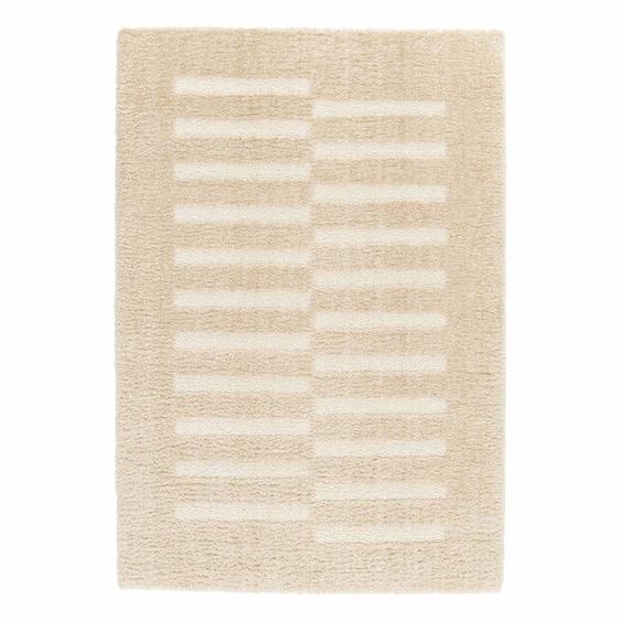Tapis Doux Et Épais En Polyester Recyclé Effet Relief Passage Beige Sable