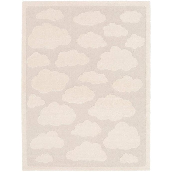 Tapis Enfant Avec Effet Relief Nuages Beige