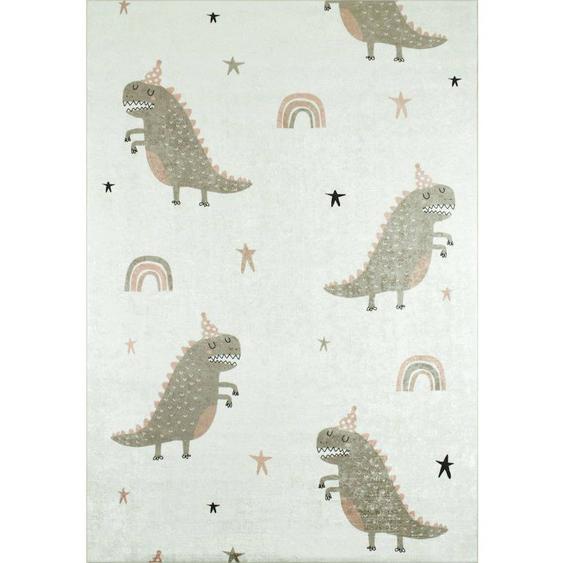 Tapis Enfant Dinosaures Happy En Polyester Vert